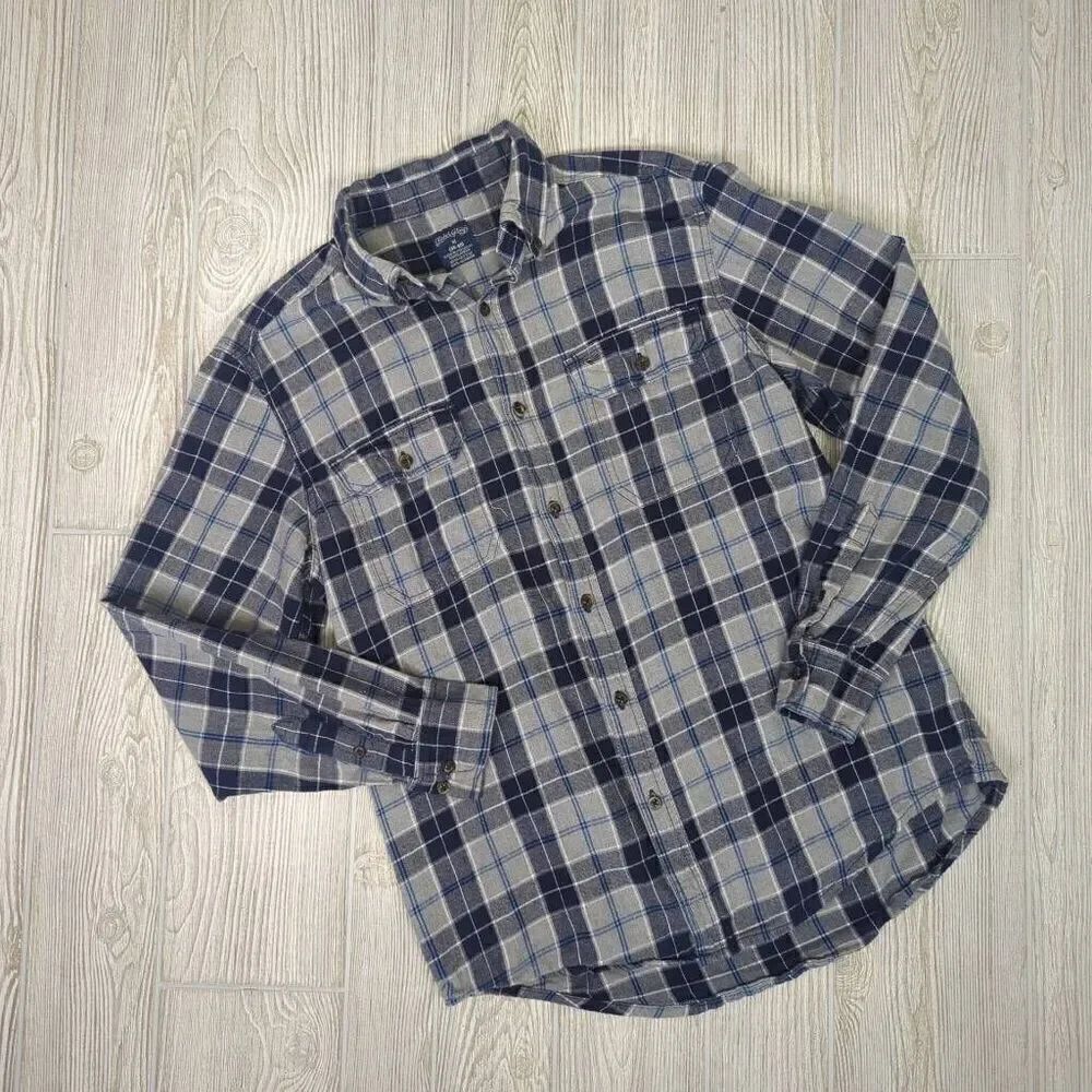Faded Glory Men’s Medium Blue Grey Checkerboard Casual Button Down Shirt